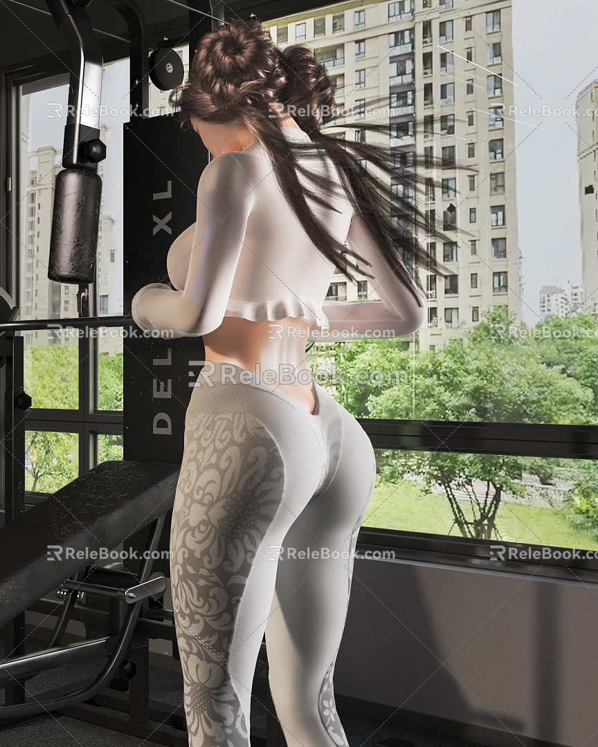 Women Fitness Women Yoga Women Fitness Equipment Character Gym 3d model