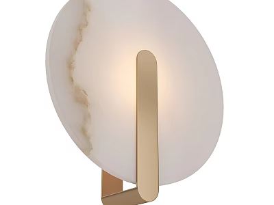 Modern Round Marble Wall Light With Sleek Gold Frame And Soft Glow Design 3d model