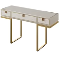 Elegant Modern Dressing Table With Gold Metal Legs And Storage Drawers