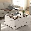 Cozy Living Room With Light Sofa White Storage Coffee Table Laptop Books And Flower Vase