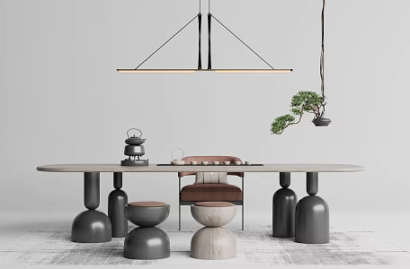 New Chinese Tea Table and Chair Tea Table and Chair Combination 3d model
