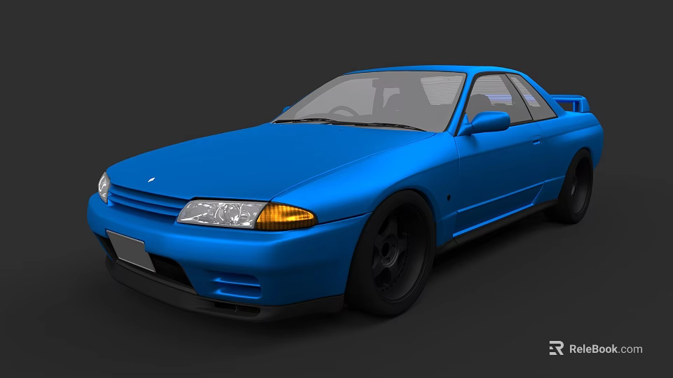 Blue Classic Sports Car With Black Wheels And Sporty Exterior Design 3d model 