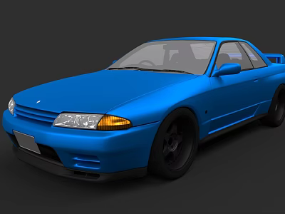 Blue Classic Sports Car With Black Wheels And Sporty Exterior Design 3d model
