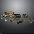 Open Cardboard Boxes With Various Waste Items Including Cans Bottles And Papers