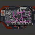 Futuristic Tech Device with Red Blue Frame and Pink Circuitry EX-701 12V