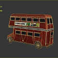 Red Double Decker Bus Exterior With European Camping Advertisement And Classic Design