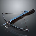 Tactical Metal And Wooden Crossbow With Bow String Arrow On Reflective Surface