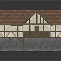 Medieval Style Timber Frame House Model With Red Tiled Roof Stone Walls And Wooden Windows