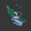 Modern Blue Dental Chair With White Base Adjustable Lamp And Control Panel