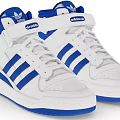 Adidas Classic High Top Shoes With White And Blue Three Stripes Design