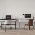 Modern Desk Chair Combination Computer Desk Books Computer Office Supplies 3d model