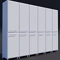 White Modern Cabinets with Multiple Vertical Doors Small Handles and Simple Design 3d model