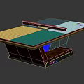 Modern Tabletop Device with Wooden Stand Blue LED Lighting and Sliding Control Bar
