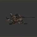 Rustic Brown Mechanical Weapon With Double Barrel Cannon Tracked Base And Industrial Design