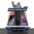 Michelin Display Stand Featuring Waving Michelin Man And Race Track Design