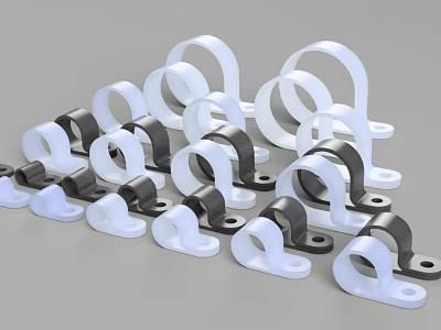 White And Black Pipe Clamps For Industrial Fastening Hardware Applications 3d model