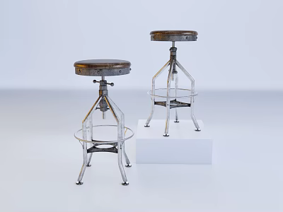Contemporary Bar Stools With Metal Frame Round Seat And Adjustable Design Features 3d model