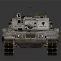 Military Armored Tank With Camouflage Exterior Main Cannon Tracks And Antennas