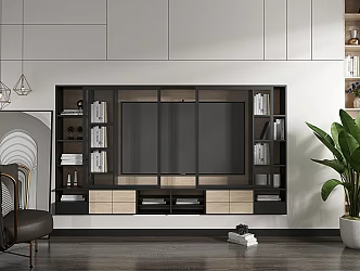 Modern TV Background Cabinet Embedded TV Cabinet Background Wall 3d model