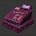 Brown Cash Register With Digital Screen Colorful Buttons And Receipt Slot