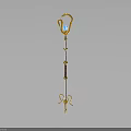 Ornate Scepter With Golden Curved Top White Shaft And Decorative Base