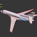 Sleek White Passenger Jet With Red Stripes On Fuselage Wings And Tail Fin