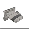 Modern Elegant Double Bed Interior Design With Upholstered Velvet Headboard And Stitching Details