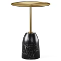Modern Elegant Side Tables with Marble Bases and Brass Metal Frames 3d model