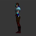 3D Fantasy Character Creature in Blue Silver Armor With Helmet and Standing Pose