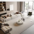 Modern sofa coffee table combination 3d model