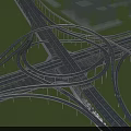 Multi Level Highway Interchange With Complex Road Network In Urban Area 3d model