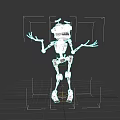 Brown Skeleton Like Animated Game Character With Big Yellow Eyes And Open Arms