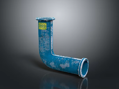 Industrial Style Light Fixture Combination With Worn Blue L Shaped Pipe And Yellow Warning Stripe 3d model
