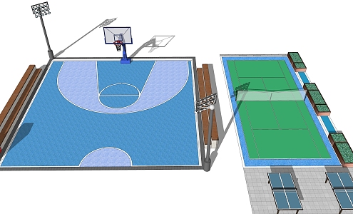 modern basketball court badminton court 3d model