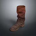 Vintage Brown Leather Slouchy Mid Calf Boots With Light Colored Leather Sole For Casual Daily Wear