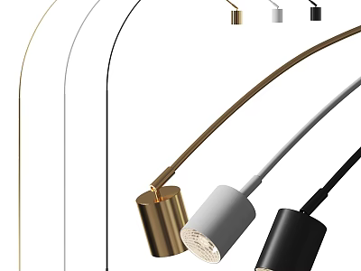 Modern Floor Lamps With Curved Arm Design In Gold Gray And Black Colors 3d model