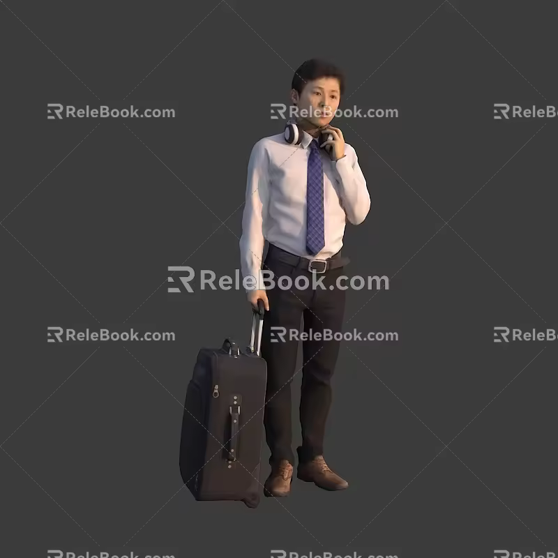Man dragging a suitcase 3d model