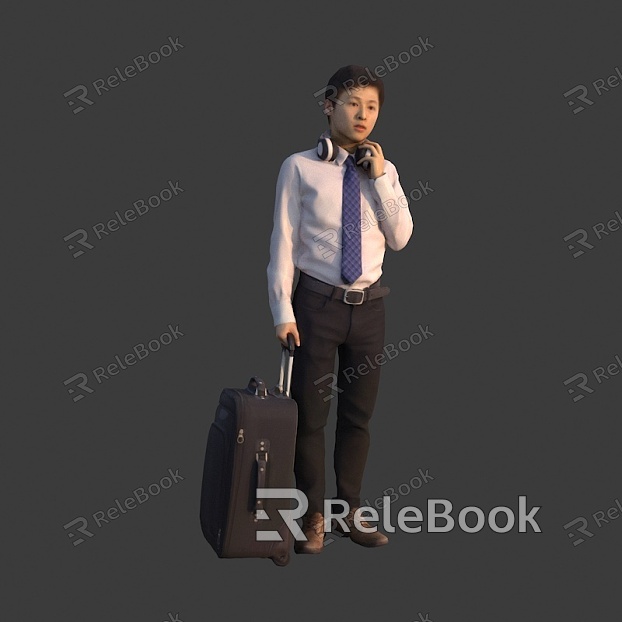 Man dragging a suitcase model