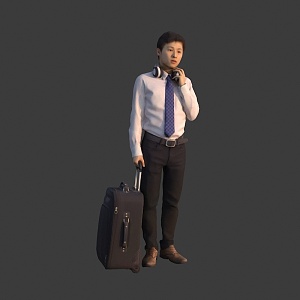 Man dragging a suitcase 3d model