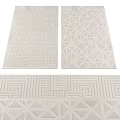 Modern Square Rugs With Geometric Patterns In Light Beige For Home Decor 3d model