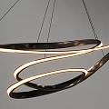 Sleek Modern Chandelier With Curved Metallic Strips And Illuminated LED Lines