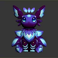 Fantasy Game And Movie Character With Purple Blue Glowing Wings And Crystal Body