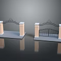 Decorative Gate Models With Light Colored Pillars Arched Tops And Black Metal Gates