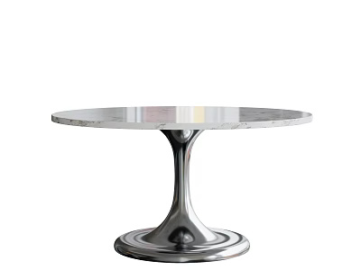 Elegant Modern Round Dining Table With Marble Top And Metal Base 3d model