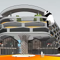 Modern School Building With Unique Architectural Design Green Roof And Geometric Facade