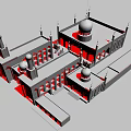 Islamic Religious Architecture With Yellow Domes Arched Windows And Traditional Design