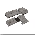 Modern Light Beige Fabric Sectional Sofa With Plush Pillows Throw Blanket And Side Table 3d model