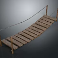 Rustic Wooden Footbridge With Simple Design Planks Posts And Rope Railings