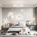 Cozy Kids Room Interior With Cloud Moon Star Decorations Chandelier And Teddy Bears