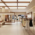 Spacious Modern Clothing Store Interior With Clothing Racks Fashion Apparel And Plant Decor